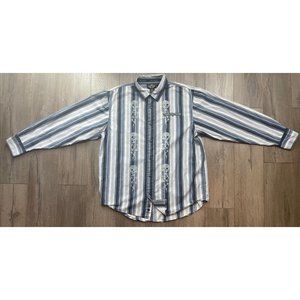 Harley-Davidson Blue and White Striped Button Down Shirt